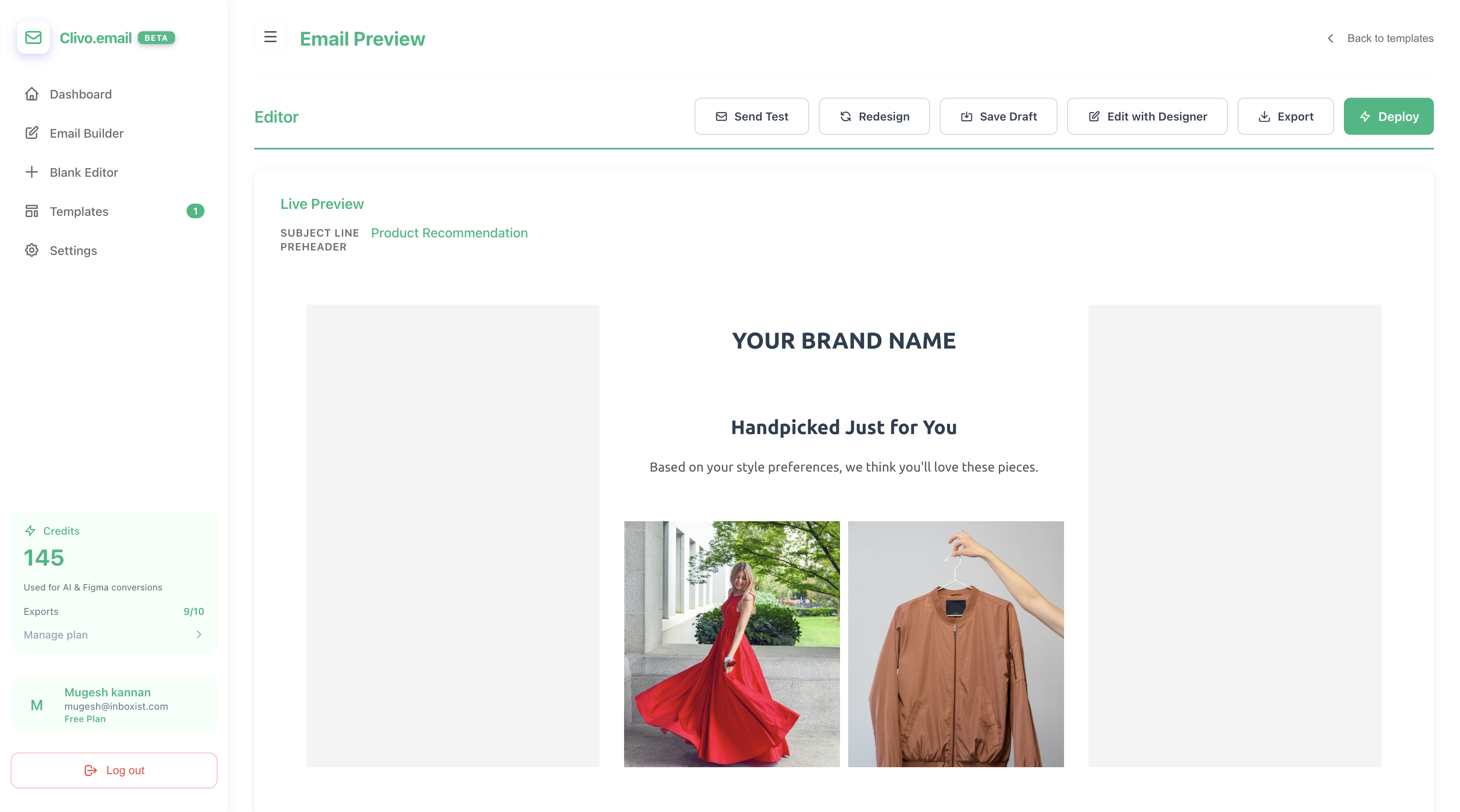 Clivo Figma to Email HTML Conversion Dashboard